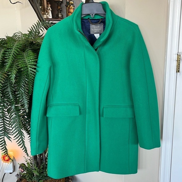 NWOT J. Crew Italian Wool Stadium Cloth Nello Gori Green Zippered Jacket Coat - Picture 12 of 16
